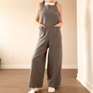 ZARA KNIT | Gray tie strap overalls, size S